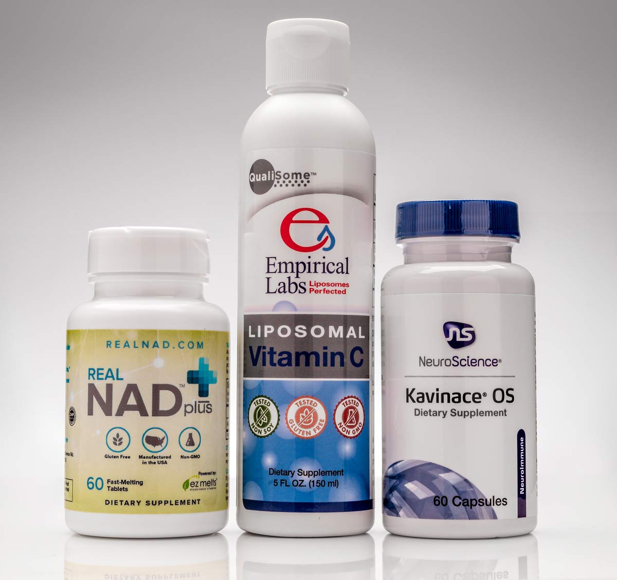 supplement bottles and NAD plus